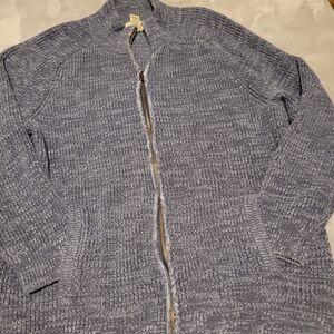UNISEX L.L BEAN XXLT ZIP UP CARDIGAN BLUE POCKETS COLLAR EUC 298245 OLD SCHOOL